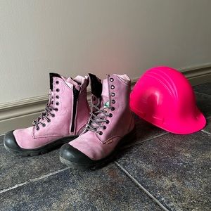 Steel-toe work boot with Hardhat - Pink (size 7)